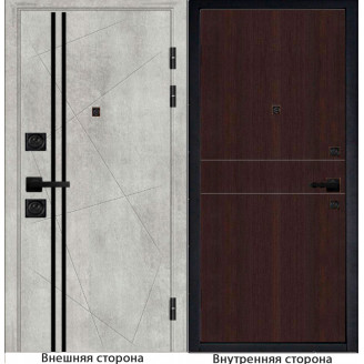 Входная дверь M23 бетон серый с черным молдингом Внутренняя сторона Q32 венге
