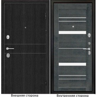 Входная дверь классика New 32 цвет венге Внутренняя сторона S63 цвет бетон тёмный Стекло белый лакобель