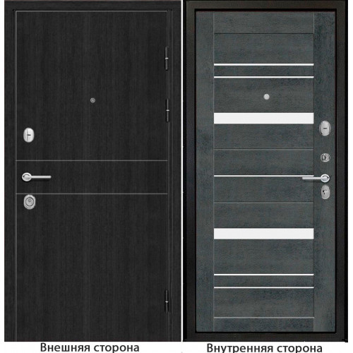 Входная дверь классика New 32 цвет венге Внутренняя сторона S63 цвет бетон тёмный Стекло белый лакобель