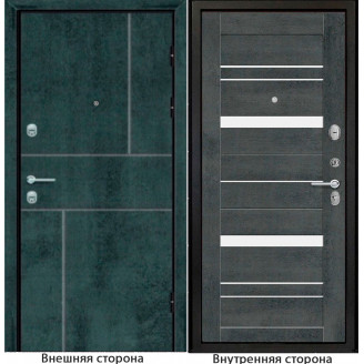 Входная дверь N 2 цвет бетон темный Внутренняя сторона S63 цвет бетон тёмный Стекло белый лакобель