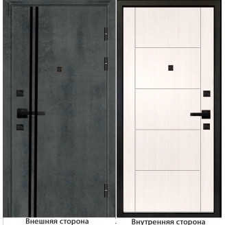 Входная дверь Гладкая цвет бетон темный с черным молдингом Внутренняя сторона Q 36 цвет белый