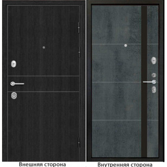 Входная дверь классика New 32 цвет венге Внутренняя сторона Q58 цвет бетон темный Стекло черный лакобель