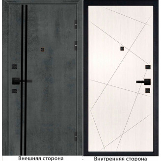 Входная дверь Гладкая цвет бетон темный с черным молдингом Внутренняя сторона Q23 цвет белый