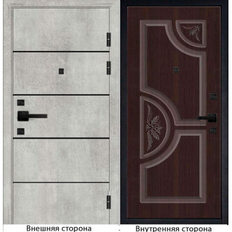Входная дверь М10 цвет бетон серый с черными молдингами Внутренняя сторона Ф8 цвет венге