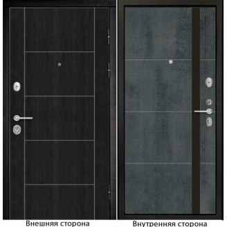 Входная дверь классика New 36 цвет венге Внутренняя сторона Q58 цвет бетон темный Стекло черный лакобель