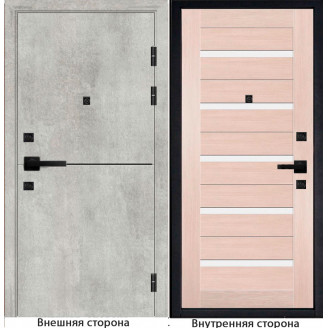 Входная дверь Гладкая цвет бетон серый с черным молдингом Внутренняя сторона S1 цвет лиственница кремовая