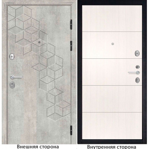 Входная дверь ромбики New 45 цвет бетон серый Внутренняя отделка Q34 цвет белый