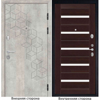 Входная дверь ромбики New 45 цвет бетон серый Внутренняя отделка S1 цвет венге