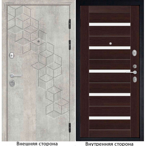 Входная дверь ромбики New 45 цвет бетон серый Внутренняя отделка S1 цвет венге