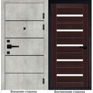 Входная дверь М10 цвет бетон серый с черными молдингами Внутренняя отделка S1 цвет венге