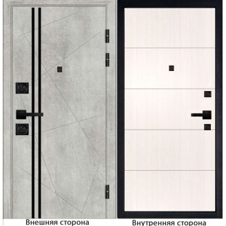 Входная дверь M23 бетон серый с черным молдингом Внутренняя отделка Q34 цвет белый