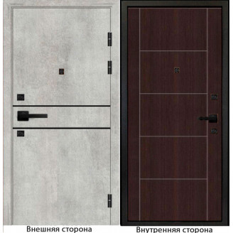 Входная дверь Гладкая M1 цвет бетон серый с черным молдингом Внутренняя сторона Q36 цвет венге