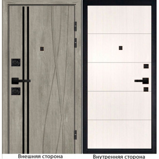 Входная дверь Бегимония цвет дуб графит с черным молдингом Внутренняя отделка Q34 цвет белый