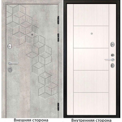 Входная дверь ромбики New 45 цвет бетон серый Внутренняя сторона Q 36 цвет белый