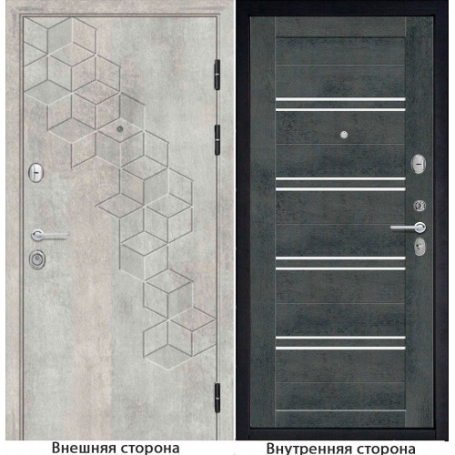 Входная дверь ромбики New 45 цвет бетон серый Внутренняя сторона S65 цвет бетон темный