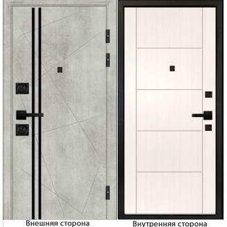 Входная дверь M23 бетон серый с черным молдингом Внутренняя сторона Q 36 цвет белый
