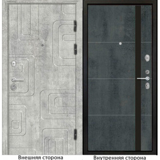 Входная дверь Style 40 цвет бетон серый Внутренняя сторона Q58 цвет бетон темный Стекло черный лакобель