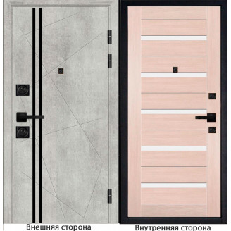 Входная дверь M23 бетон серый с черным молдингом Внутренняя сторона S1 цвет лиственница кремовая