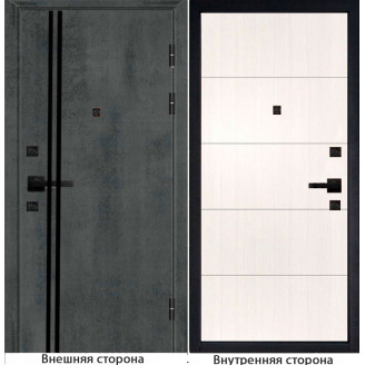 Входная дверь Гладкая цвет бетон темный с черным молдингом Внутренняя отделка Q34 цвет белый