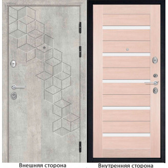 Входная дверь ромбики New 45 цвет бетон серый Внутренняя сторона S1 цвет лиственница кремовая