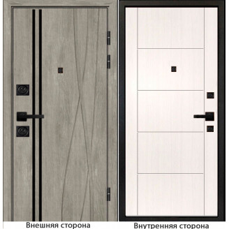 Входная дверь Бегимония цвет дуб графит с черным молдингом Внутренняя сторона Q 36 цвет белый