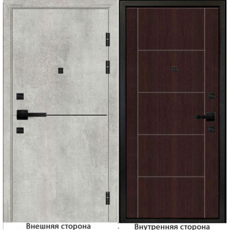 Входная дверь Гладкая цвет бетон серый с черным молдингом Внутренняя сторона Q36 цвет венге