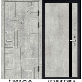 Входная дверь Style 40 цвет бетон серый Внутренняя сторона Q7 цвет бетон серый Стекло черный лакобель